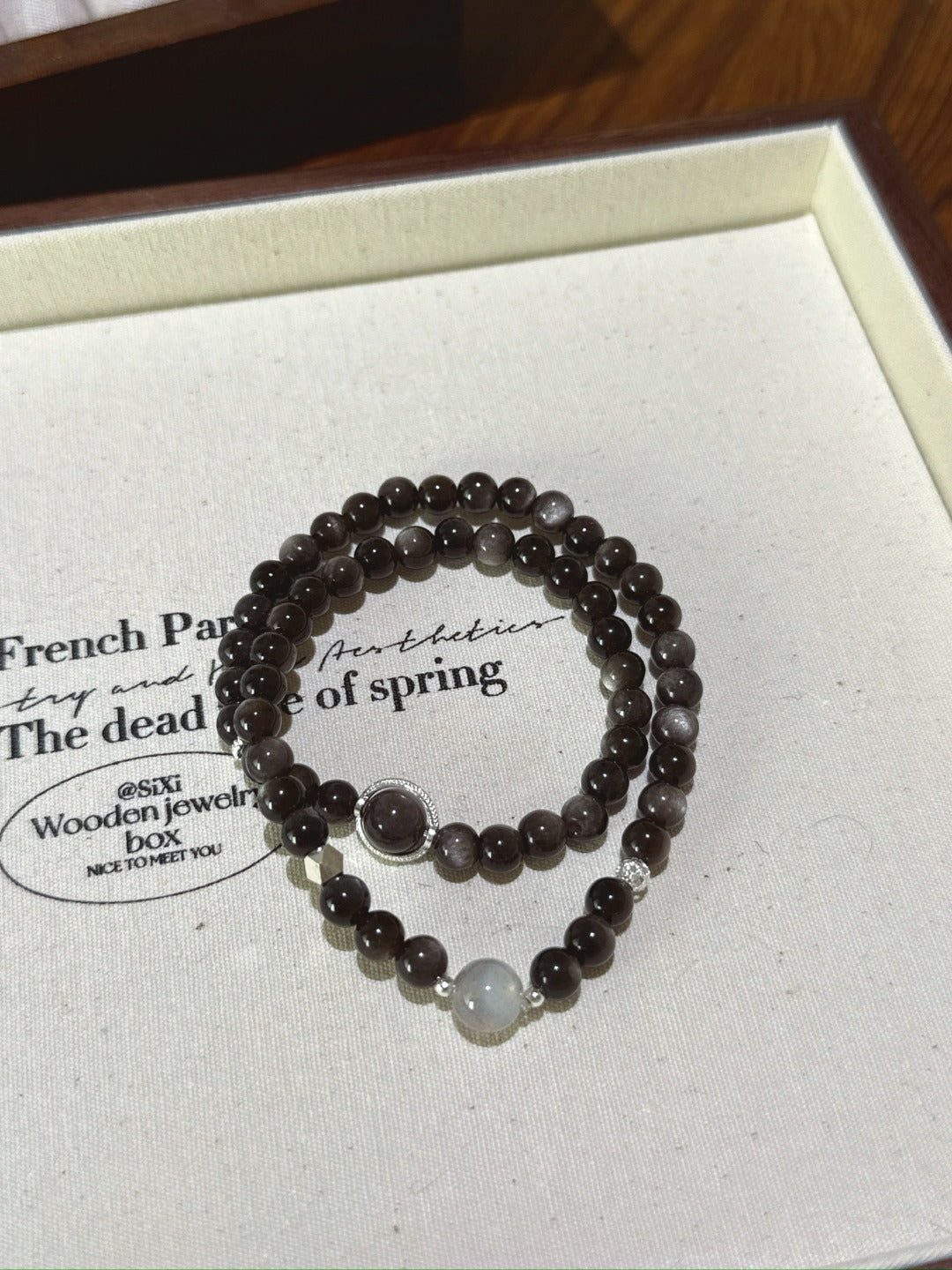 ▫️▪️ Silver lime moonlight multi-circle bracelet